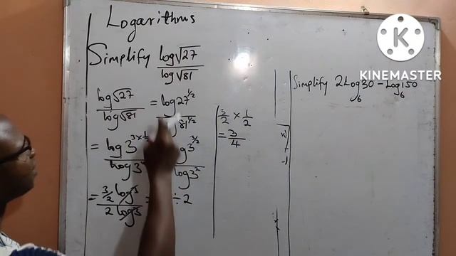 Logarithms|Simplify log√27÷ log√81