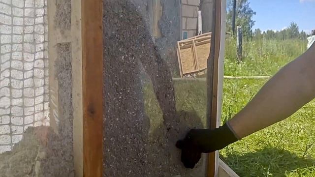 Утепление эковатой: вид ИЗНУТРИ! Задувка прозрачной стены и проверка на усадку. смотреть онлайн