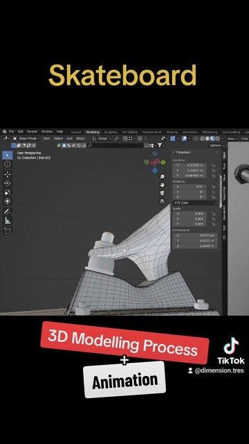 Skateboarding 3D Process and Animation - #3d #blender #3dmodeling #3dart #skate #3danimation