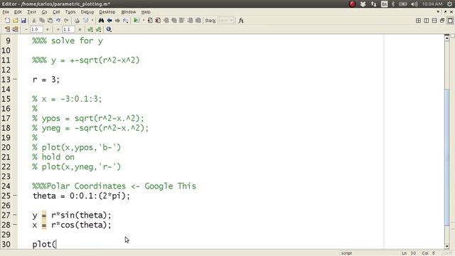 MATLAB Help - Parametric Plotting