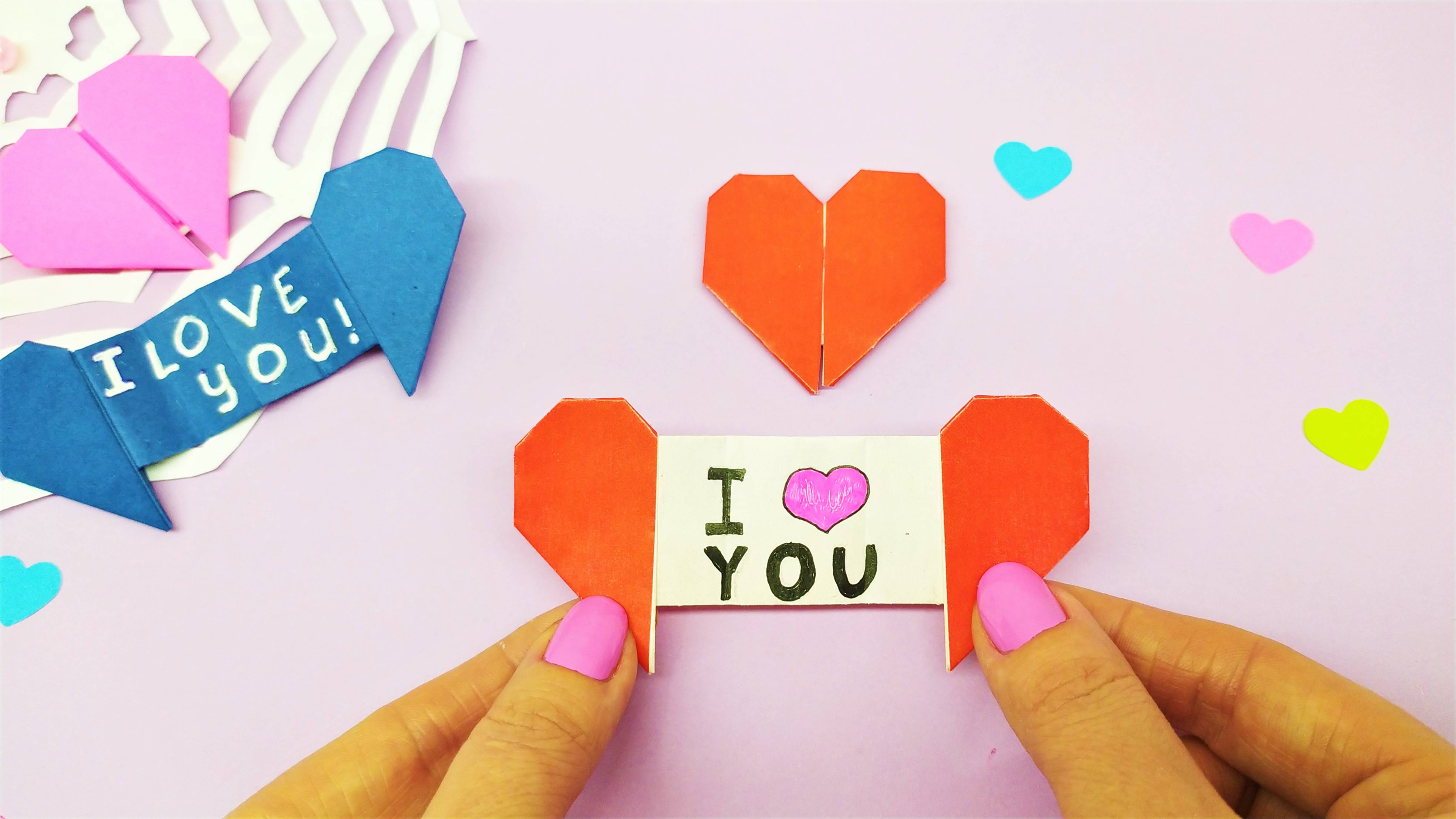 DIY ВАЛЕНТИНКА СЮРПРИЗ из бумаги Оригами Сердце| Valentine Card Origami Heart смотреть онлайн