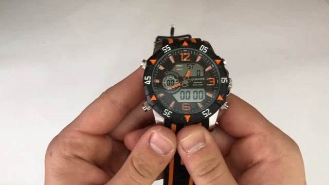 Годинник наручний QUAMER, dual time, ремінець каучук смотреть онлайн