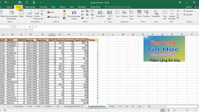 Tự học #Excel - Chức Năng SLICER và GROUP Giúp Xem Số Liệu Trong Bảng PIVOT TABLE| #Ex_Linht #tinho