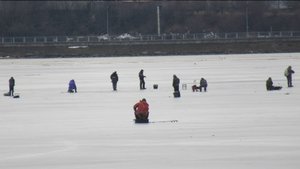 Питер. Рыбаки ловят корюшку в устье Невы
