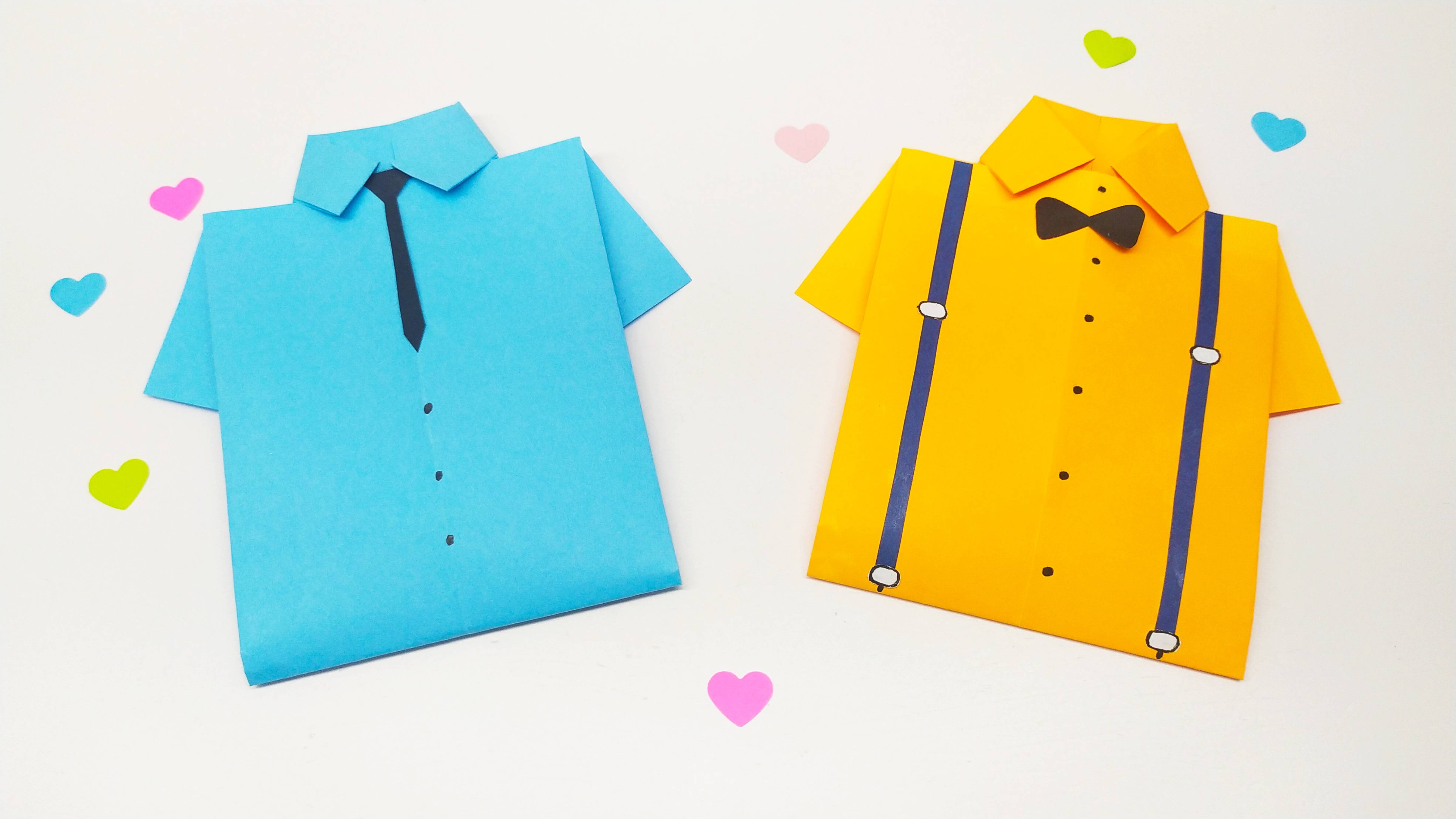 ОТКРЫТКА РУБАШКА ИЗ БУМАГИ.  ОРИГАМИ ОТКРЫТКА смотреть онлайн