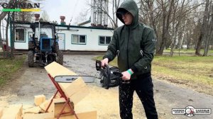 Бензопила Caiman Chenso 50-18 Decompressor с шиной 18", 45 см. в работе