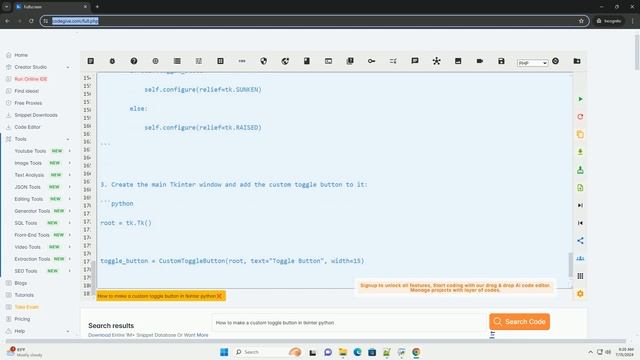 How to make a custom toggle button in tkinter python