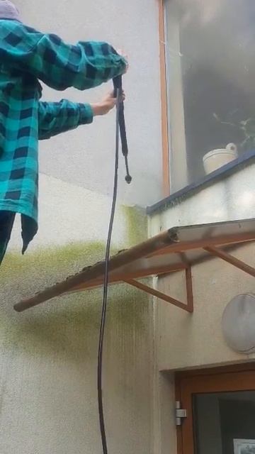 Usuwanie myjką ciśnieniową glonów i grzybów z elewacji pokrytej tynkiem akrylowym. смотреть онлайн