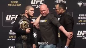 Хабиб психанул и пнул пояс UFC - Битва взглядов Хабиб Нурмагомедов - Тони Фергюсон