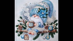 5.25 Золотая иголочка. Новогоднее какао. Готовая работа. Живой процесс вышивки.