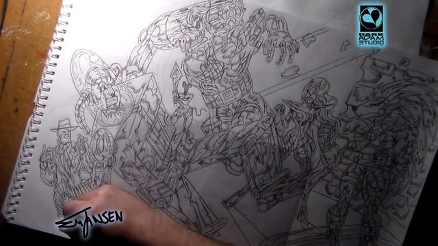 Alf VS. Mech Hitler from Wolfenstein. pencil drawing смотреть онлайн