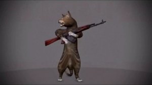 Кот стреляет с калаша