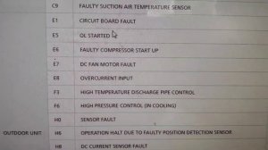 Daikin error code = C9,E1,E5,E6,E7,E8 daikin ac error code
