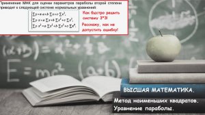 ВЫСШАЯ МАТЕМАТИКА. Метод наименьших квадратов. Уравнение параболы. Сложная теория простым языком.