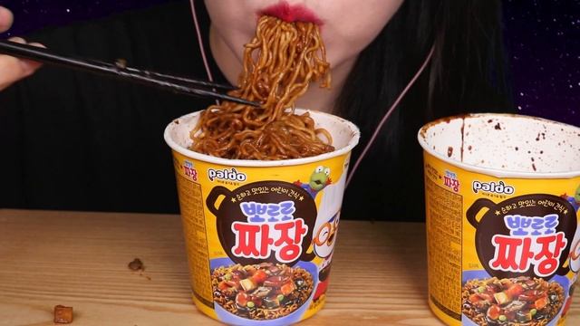 ASMR Pororo Black Bean Noodles 뽀로로 짜장면 먹방 ジャージャー麺 咀嚼音 EATING SOUNDS NO TALKING MUKBANG