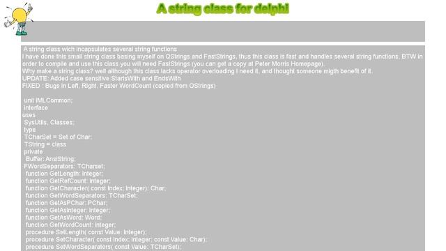 How to : A string class for delphi