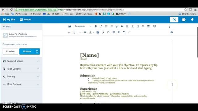 SLCC ePortfolio - WordPress: #7 Resume page смотреть онлайн