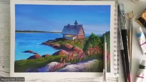 Акрил. Летний вечер в Карелии