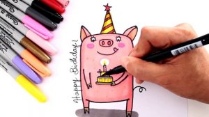 2 Рисунка Как нарисовать поросенка с поздравлением