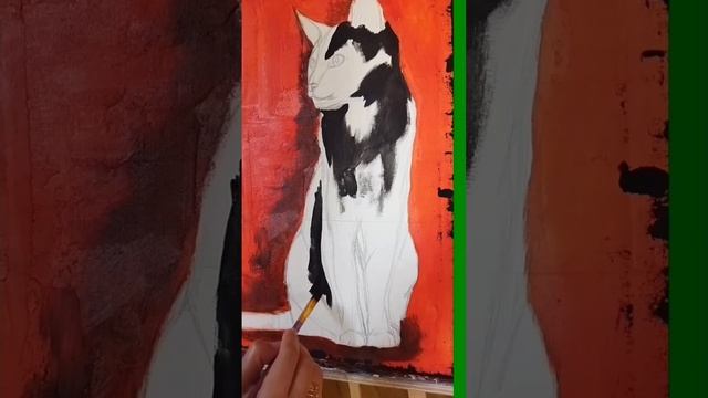 Painting black cat how to draw, abstract painting, painting cat, abstract painting black cat