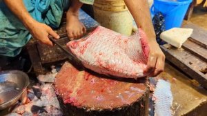 Amazing Giant Catla Carp Fish Cutting Skills In Bangladesh Fish Market | Fish Cutting Skills