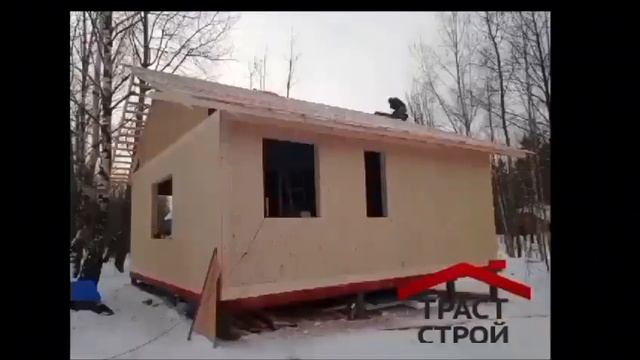 Дом из сип панели 8х8 в один этаж. #каркасныйдом #строительство #построитьдом #домизсиппанелей