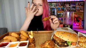 Мукбанг | Бургеры, крылышки и снеки бургер кинг |Mukbang