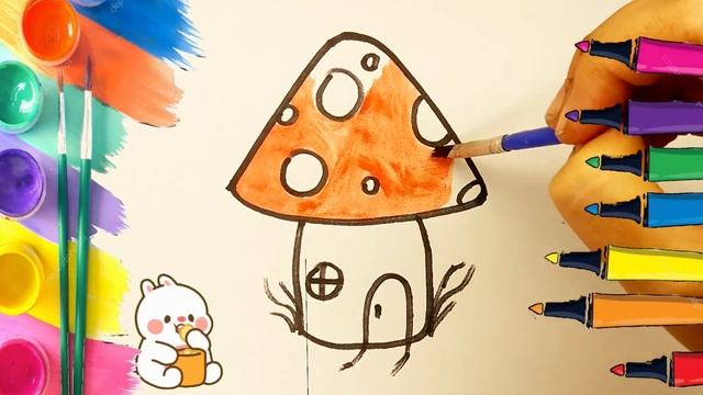 How to draw a mushroom house. Mushroom house easy / Как нарисовать милый дом гриб грибной дом смотреть онлайн