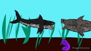 helicoprion vs megalodon ( sea monster battle )