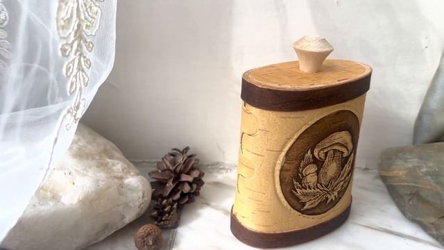 Банка из бересты для специй "Грибы" смотреть онлайн