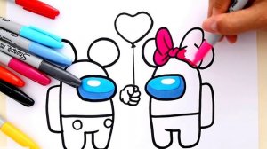 Как нарисовать Микки и Минни Маус - AMONG US