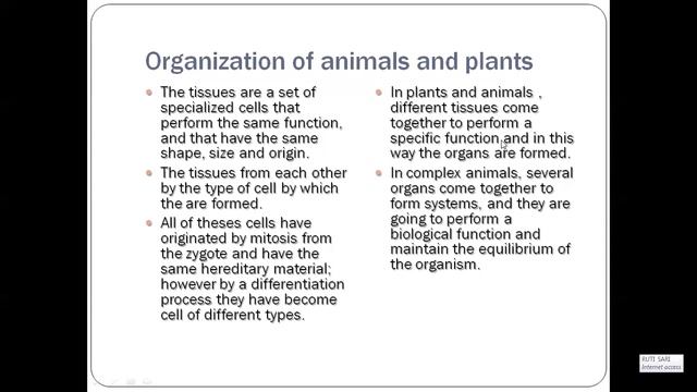 2 BGU Biology, Organization of animals and plants