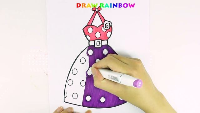 How To Draw A Wonderfull Dress For Girls, Coloring Book Clothes For Kids | Art Colors for Kids