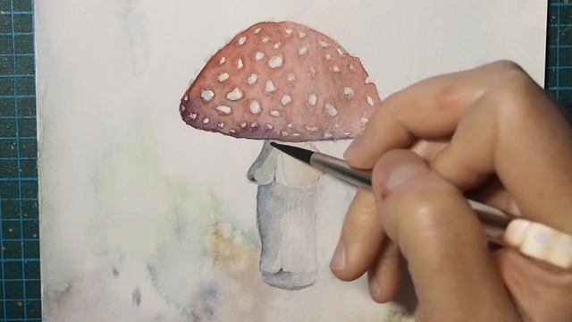Painting a Toadstool Mushroom | Watercolor Time Lapse