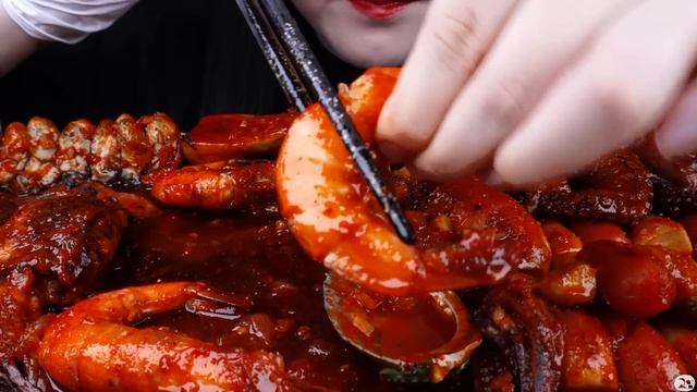 ASMR SPICY SEAFOOD, OYSTER, 굴 먹방, 해물찜 먹방, SPICY MUSHROOM, 불닭 버섯 먹방, OCTOPUS, SQUID, SHRIMP 먹방MUKBAN