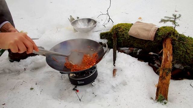 Day-trip And Wok Cooking In Winter Forest смотреть онлайн