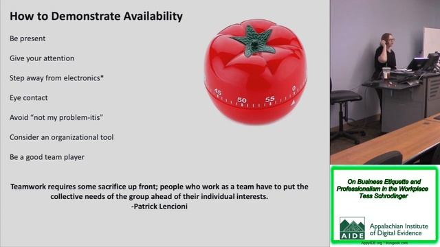 AIDE 2018 00 On Business Etiquette and Professionalism in the Workplace Tess Schrodinger