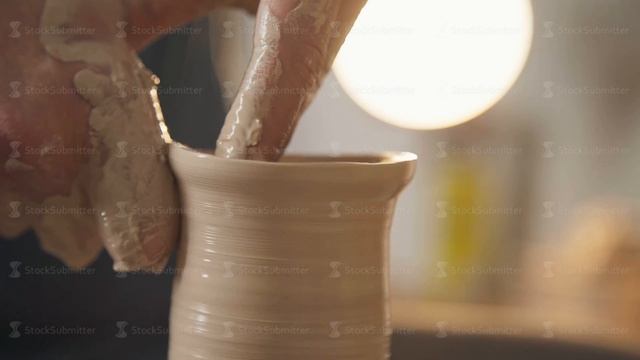 The potter's work using a spinning potter's wheel. Only hands смотреть онлайн
