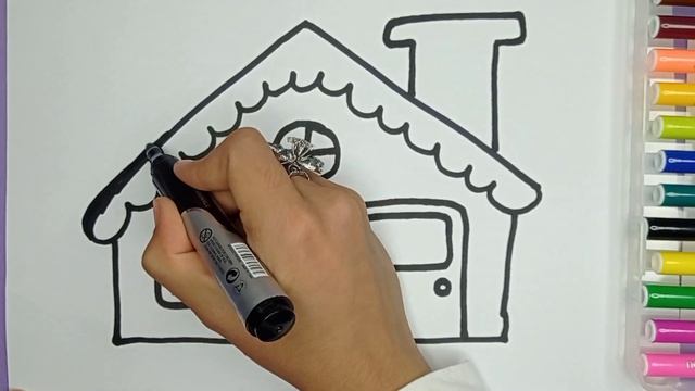 Draw HOUSE for children  Bolalar uchun uy rasm chizish  Рисование домик для детей
