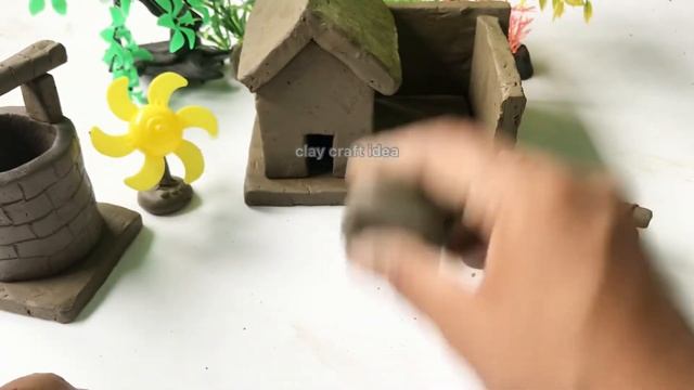 How to make polymer miniature House,gas sylinder,hand pump,kitchen set with clay.