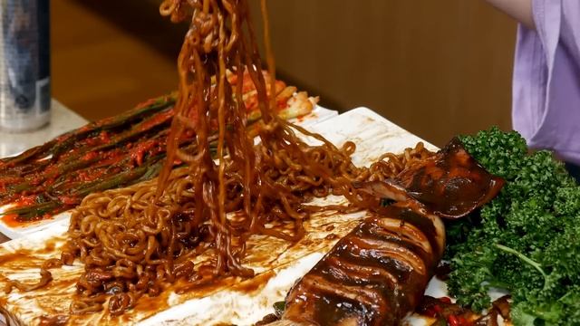짜장 오징어 팽이버섯 🦑 오징어 소세지 튀김 먹방 레시피 Jjajang Squid Enoki Mushrooms & Fried Sausages Mukbang ASMR Ssoyoun