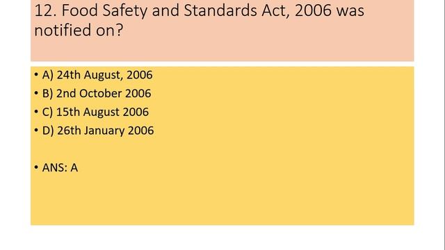 FOOD SAFETY OFFICER QUESTION PAPER DISCUSSION - ON LINE MOCK TEST PART - 1