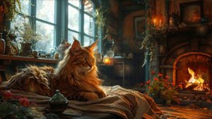 Два самых успокаивающих звуков в мире. Потрескивание камина и мурчание кота. Исцеляющая музыка