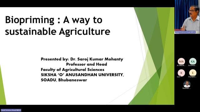 Guest Lecture-Biopriming A way to Sustainable Agriculture Department of Seed Science and Technology