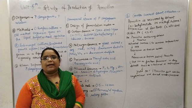 Study of the Production of Penicillins-(In Hindi)-Biotechnology |Unit 5| B. Pharmacy 6 Sem.-L.6