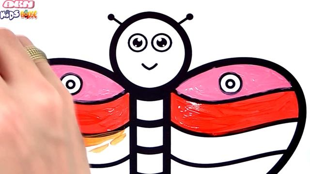 The Smiley Colored Butterfly / Learning Rainbow Colors / Colorimg Pages for Children