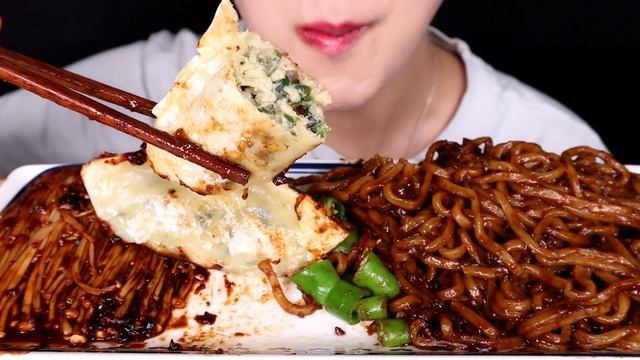 ASMR 짜장면, 짜장팽이버섯, 만두 먹방, BLACK BEAN NOODLES, BLACK BEAN ENOKI MUSHROOM, DUMPLING MUKBANG EATINGSOUN