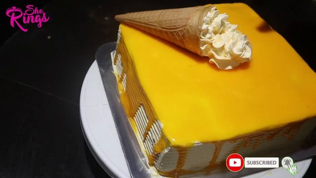 Simple Decoration Of Mango Truffle Cake/