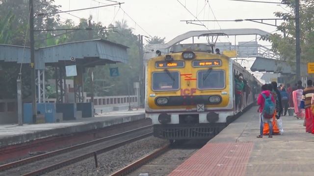 Stormy Diesel train meets modern EMU local train | Loud chugging WDM 3D ALCO loco in action