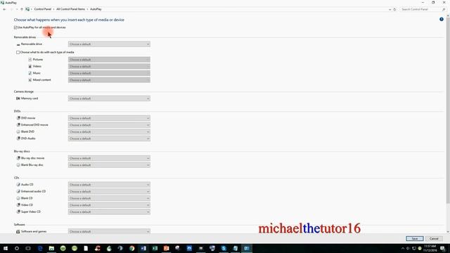 VIDEO #32 (Windows 10) - Setting the AutoPlay options through Control Panel in Windows 10 смотреть онлайн